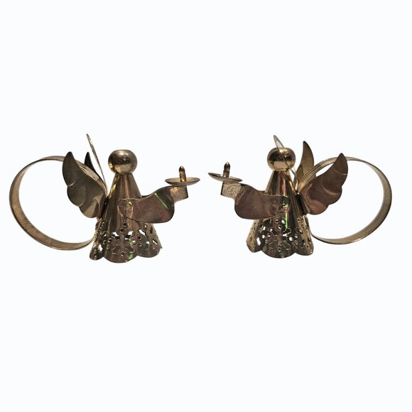 1991 International Silver Company Brass Plated Pierced Angel Napkin Rings w Box - Picture 5 of 8